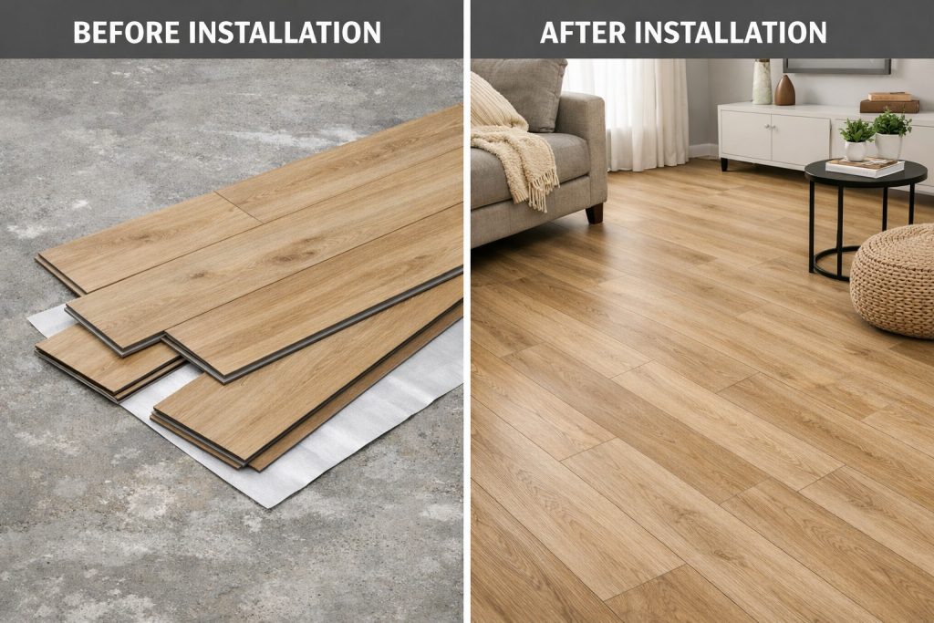 SPC Wood Flooring before after